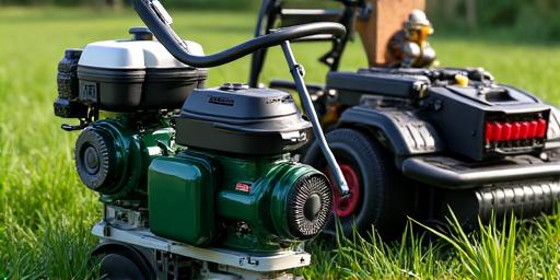 Equipos de jardinería a motor como cortacésped y desbrozadora